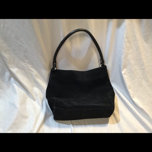 Palio black suede, leather flower deco bag, EUC! - Picture 2 of 8